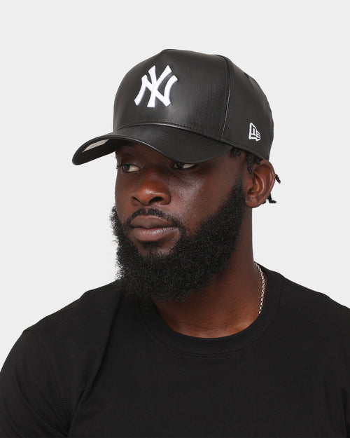 New Era New York Yankees 'PU Leather' 9FORTY K-Frame Strapback Black Leather