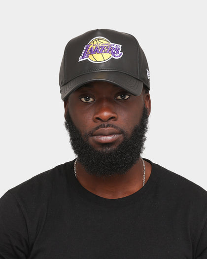 New Era Los Angeles Lakers 'PU Leather' 9FORTY A-Frame Strapback Black Leather