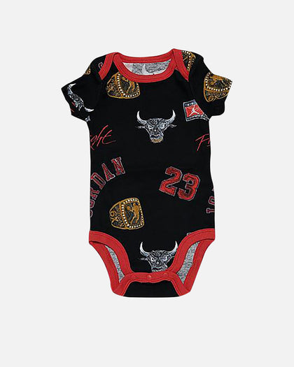 Jordan Infants' Chicago Bulls All Over Print Essentials 3 Piece Set Black