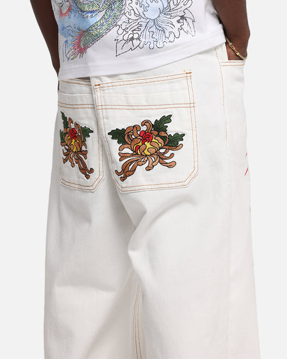 Ed Hardy Death Before Dishonour Jeans Off White