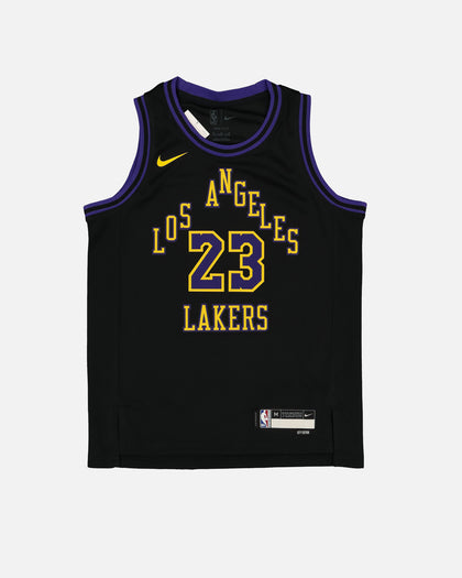Nike Kids' Los Angeles Lakers Lebron James City Edition 2023/24 Swingman Jersey Black