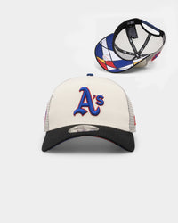 New Era Oakland Athletics 'Retro Mosaic' 9FORTY A-Frame Trucker Snapback White/Black
