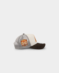 New Era Houston Astros '2-Tone Corduroy' Trucker Snapback Chrome/Walnut