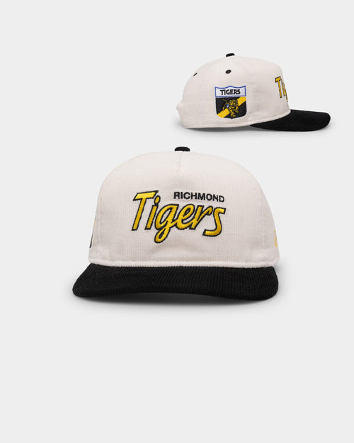 New Era Richmond Tigers "AFL Cord Script" Golfer Snapback Chrome/OTC