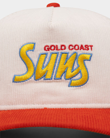 New Era Gold Coast Suns "AFL Cord Script" Golfer Snapback Chrome/OTC