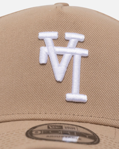 New Era Los Angeles Dodgers 'Upside Down LA Logo' 9FORTY A-Frame Snapback Camel