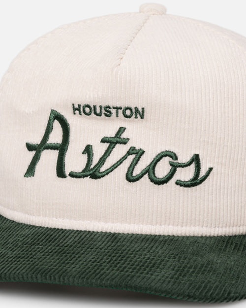 New Era Houston Astros 'Currency Corduroy' Golfer Pre-Curved Snapback Chrome White