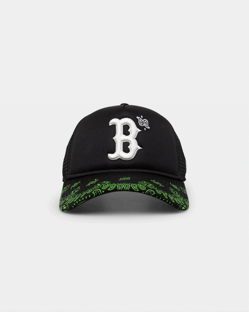 New Era Boston Red Sox 'Glow In The Dark' 9FORTY A-Frame Trucker Snapback Black/Neon Green