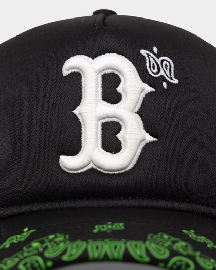New Era Boston Red Sox 'Glow In The Dark' 9FORTY A-Frame Trucker Snapback Black/Neon Green