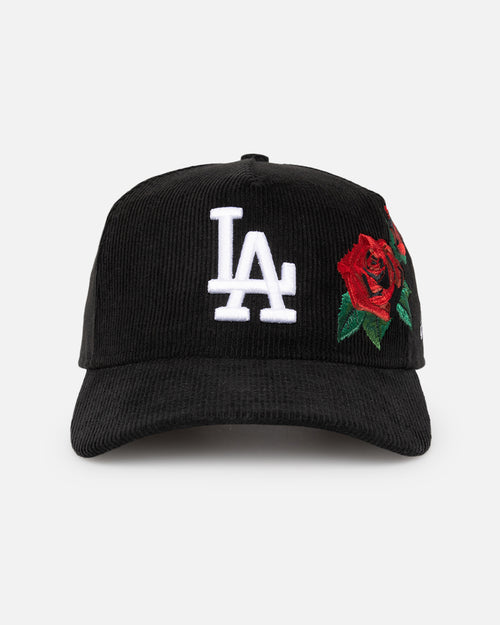 New Era Los Angeles Dodgers 'Corduroy Roses' Golfer Pre-Curved Snapback Black Corduroy/White