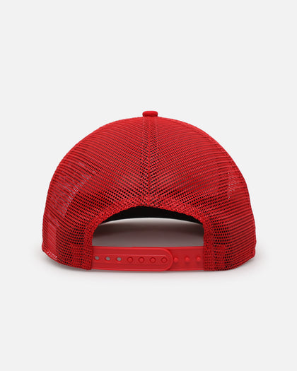 New Era San Francisco 49ers 'Podium Collection' Pre-Curved Golfer Trucker Snapback Scarlet/Metallic Gold