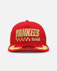 New Era New York Yankees 'Podium Collection' Pre-Curved Golfer Trucker Snapback Scarlet/Metallic Gold