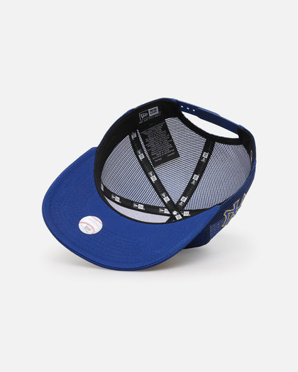 New Era New York Yankees 'Racer Golfer' Pre-Curved Golfer Trucker Snapback Light Royal/Metallic Gold