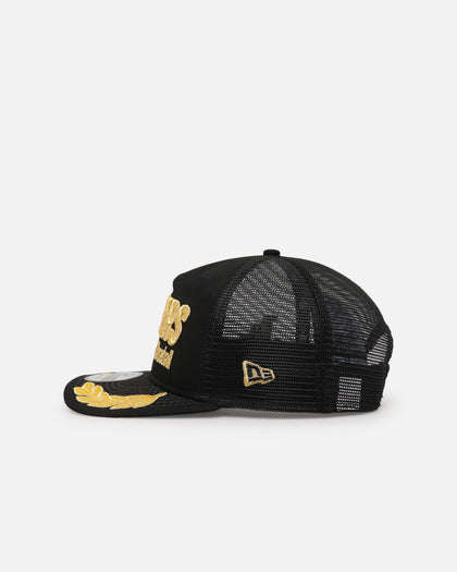 New Era Los Angeles Dodgers 'Podium Collection' Pre-Curved Golfer Trucker Snapback Black/Metallic Gold
