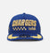 New Era Los Angeles Chargers 'Podium Collection' Pre-Curved Golfer Trucker Snapback Light Royal/Metallic Gold