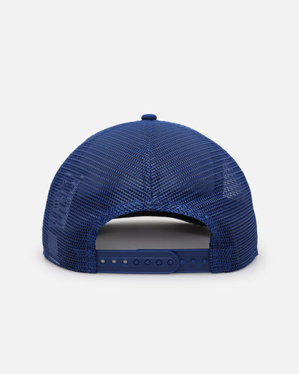 New Era Los Angeles Chargers 'Podium Collection' Pre-Curved Golfer Trucker Snapback Light Royal/Metallic Gold