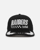 New Era Las Vegas Raiders 'Podium Collection' Pre-Curved Golfer Trucker Snapback Light Royal/Metallic Gold