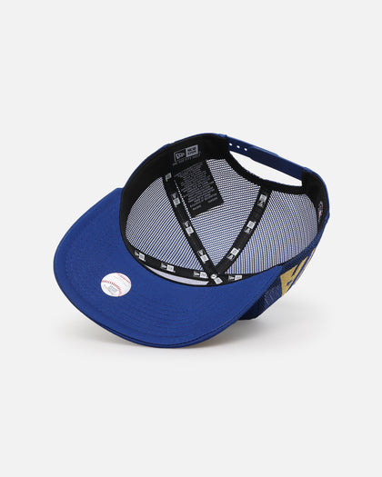 New Era Houston Astros 'Podium Collection' Pre-Curved Golfer Trucker Snapback Light Royal/Metallic Gold
