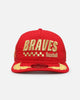 New Era Atlanta Braves 'Podium Collection' Pre-Curved Golfer Trucker Snapback Scarlet/Metallic Gold