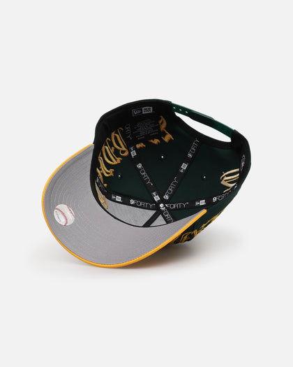 New Era Oakland Athletics 'Goth Script' 9FORTY A-Frame Snapback Green/Gold