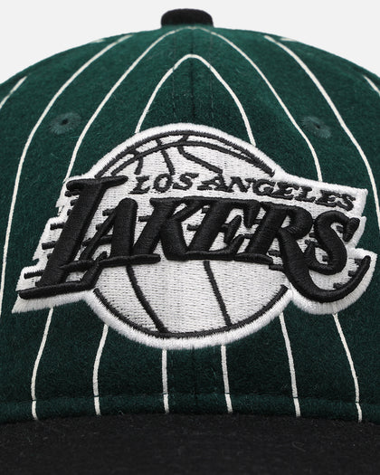 New Era Los Angeles Lakers 9FIFTY Retro Melton Pinstripe Strapback Dark Green/Black