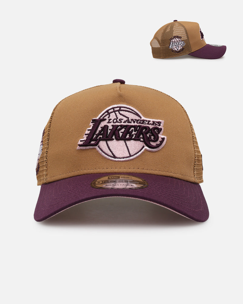 New Era Los Angeles Lakers 'Rustic Rose' 9FORTY A-Frame Trucker Snapback Wheat
