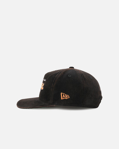 New Era Balmain Tigers 'NRL Golfer Washed Black' Pre-Curved Corduroy Golfer Snapback Washed Black