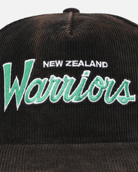 New Era New Zealand Warriors 'NRL Golfer Washed Black' Pre-Curved Corduroy Golfer Snapback Washed Black