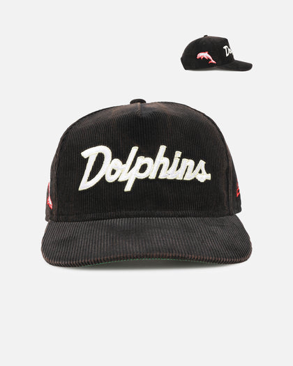 New Era Dolphins 'NRL Golfer Washed Black' Pre-Curved Corduroy Golfer Snapback Washed Black