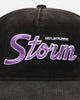 New Era Melbourne Storm 'NRL Golfer Washed Black' Pre-Curved Corduroy Golfer Snapback Washed Black