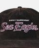 New Era Manly Warringah Sea Eagles 'NRL Golfer Washed Black' Pre-Curved Corduroy Golfer Snapback Washed Black