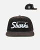 New Era Cronulla Sutherland Sharks 'NRL Golfer Washed Black' Pre-Curved Corduroy Golfer Snapback Washed Black
