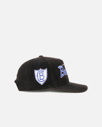 New Era Canterbury-Bankstown Bulldogs 'NRL Golfer Washed Black' Pre-Curved Corduroy Golfer Snapback Washed Black