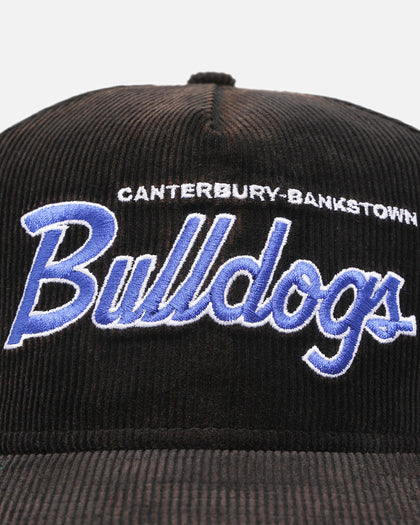 New Era Canterbury-Bankstown Bulldogs 'NRL Golfer Washed Black' Pre-Curved Corduroy Golfer Snapback Washed Black