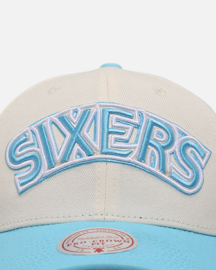 Mitchell & Ness Philadelphia 76ers 'Sky Blue' Pro Crown Snapback White Cream/Blue