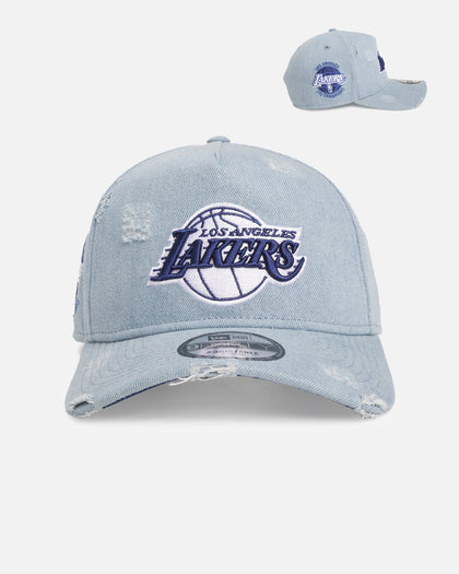 New Era Los Angeles Lakers 'Distressed Denim' 9FORTY A-Frame Snapback Light Wash Denim