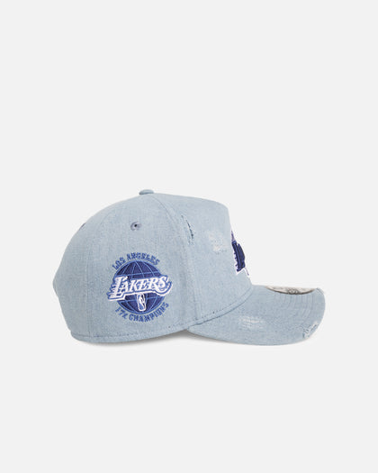 New Era Los Angeles Lakers 'Distressed Denim' 9FORTY A-Frame Snapback Light Wash Denim