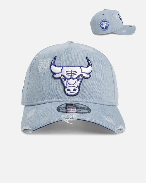 New Era Chicago Bulls 'Distressed Denim' 9FORTY A-Frame Snapback Light Wash Denim