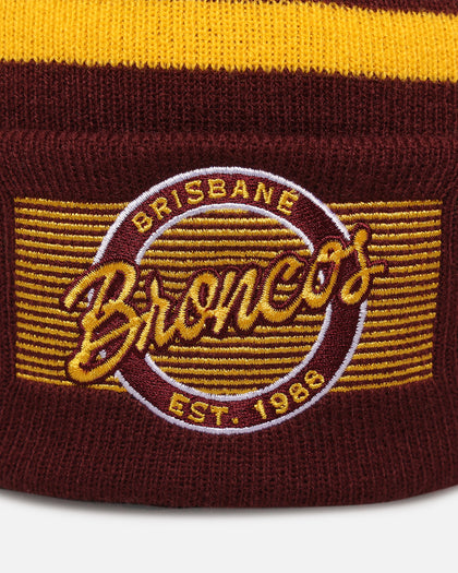 New Era Brisbane Broncos 'NRL 2025 Collection' Knitted Badged Beanie Official Team Colour