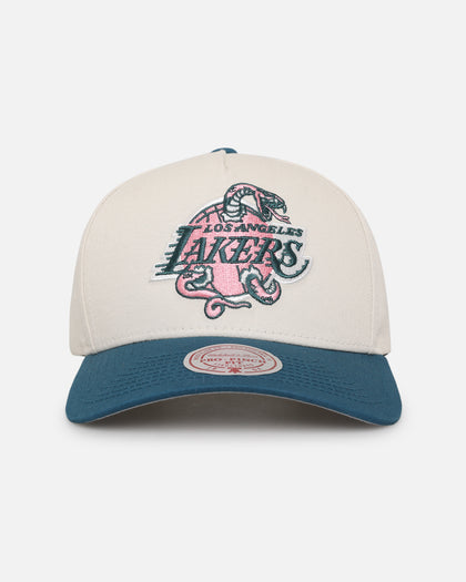 Mitchell & Ness Los Angeles Lakers 'Deep Emerald' Pro Pinch Snapback Off White/Green