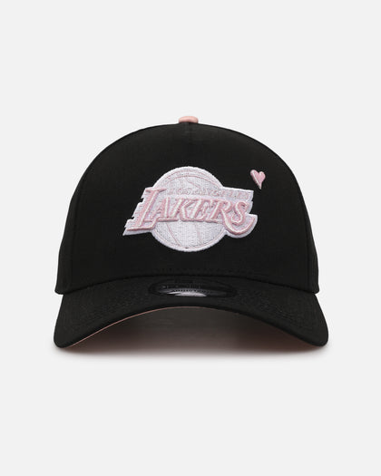 New Era Los Angeles Lakers 'Pink Satin Hearts 2.0' 9FORTY A-Frame Snapback Black/Pink