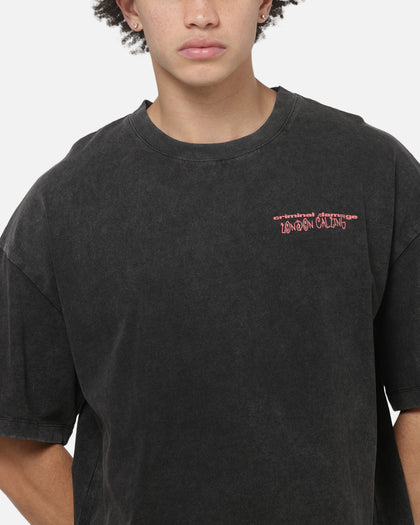 Criminal Damage Londons Calling T-Shirt Washed Grey