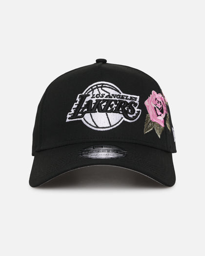 New Era Los Angeles Lakers 'Pink Rose Embroidery' 9FORTY A-Frame Snapback Black/Pink