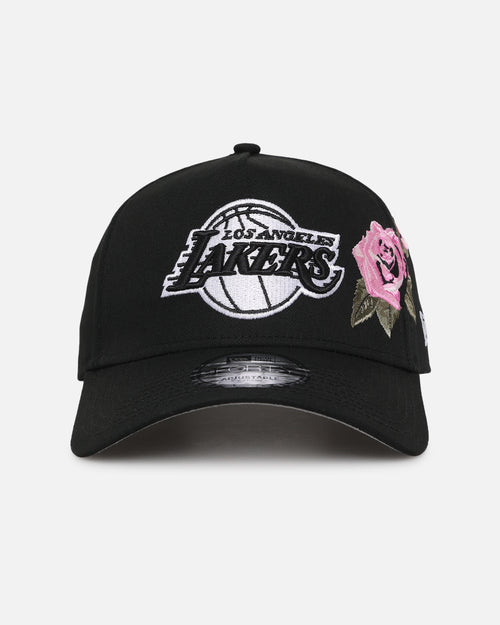 New Era Los Angeles Lakers 'Pink Rose Embroidery' 9FORTY A-Frame Snapback Black/Pink