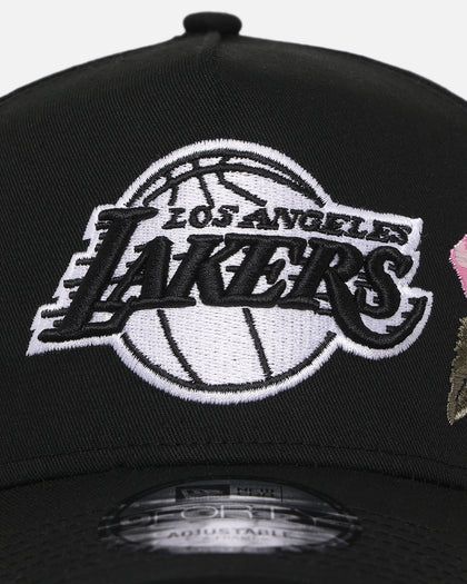 New Era Los Angeles Lakers 'Pink Rose Embroidery' 9FORTY A-Frame Snapback Black/Pink