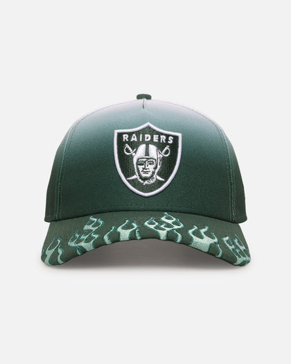 New Era Las Vegas Raiders 'Sundyed Flames' 9FORTY A-Frame Snapback Pine Green