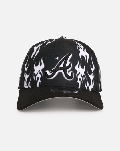 New Era Atlanta Braves 'Crown Flames' 9OFRTY A-Frame Snapback Black/White