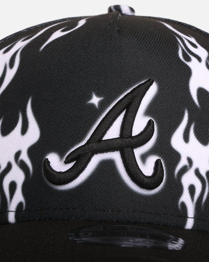 New Era Atlanta Braves 'Crown Flames' 9OFRTY A-Frame Snapback Black/White