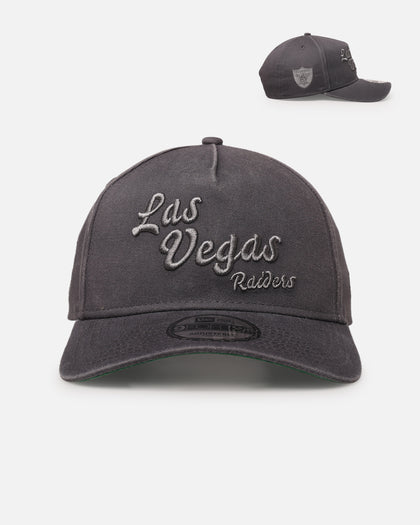 New Era Las Vegas Raiders 'Graphite Script' 9FORTY A-Frame Snapback Washed Graphite