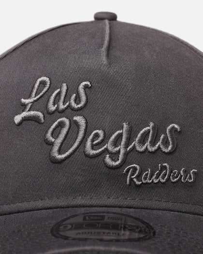 New Era Las Vegas Raiders 'Graphite Script' 9FORTY A-Frame Snapback Washed Graphite